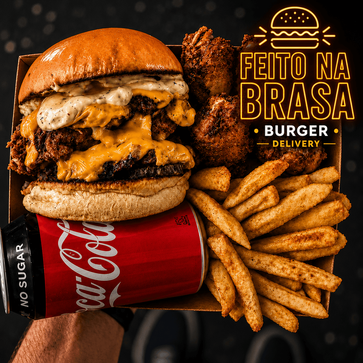 COMBO Solteiro - 1X Classic Chicken Cheese + Refrigerante + 500g Fritas + 500g de Frango Frito