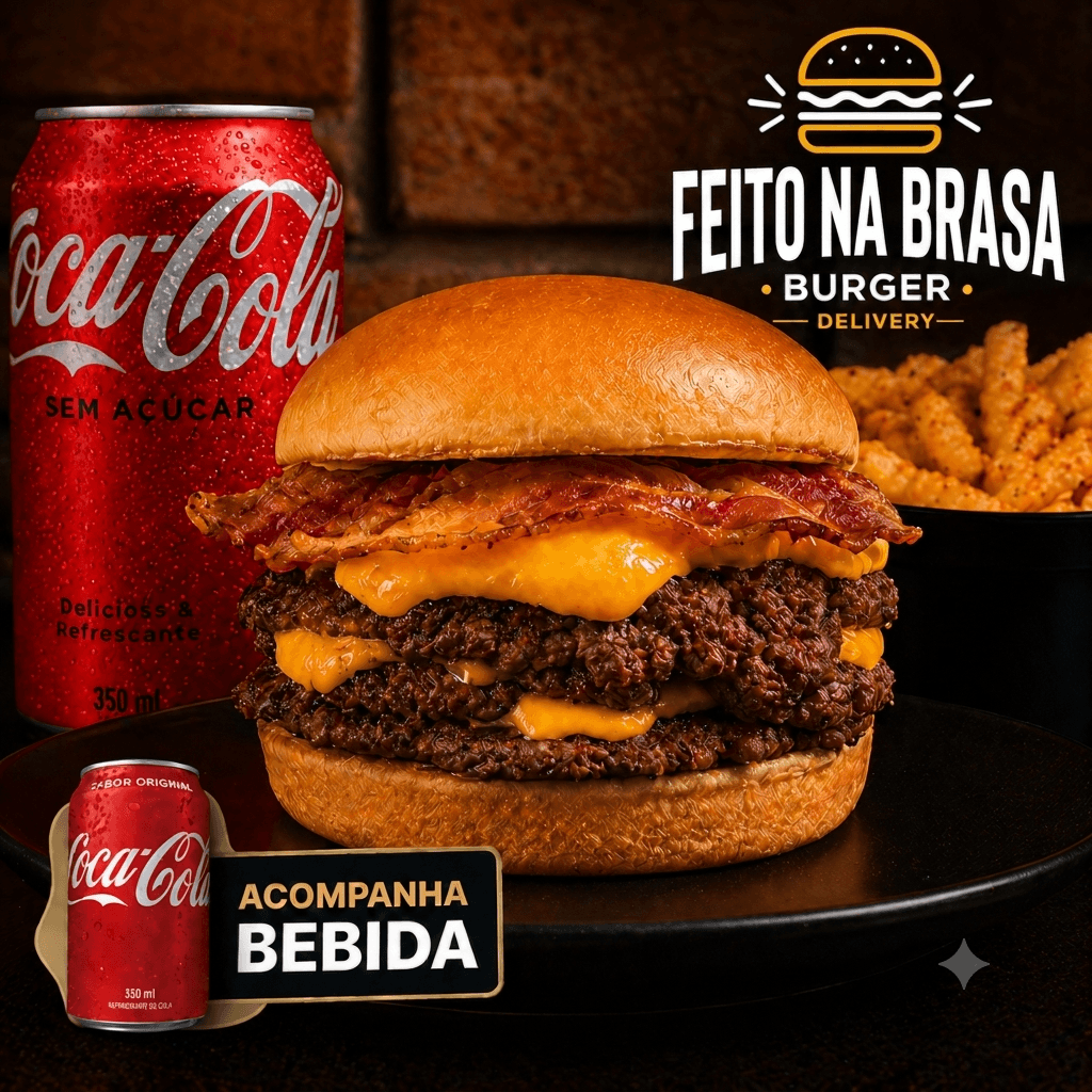 COMBO Trio Smash - 3X Classic Smash Burguer + 500g Fritas + Refrigerante